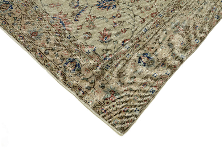 7x11 Beige Turkish Vintage Area Rug - 46317