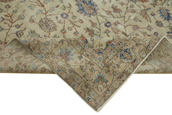 7x11 Beige Turkish Vintage Area Rug - 46317