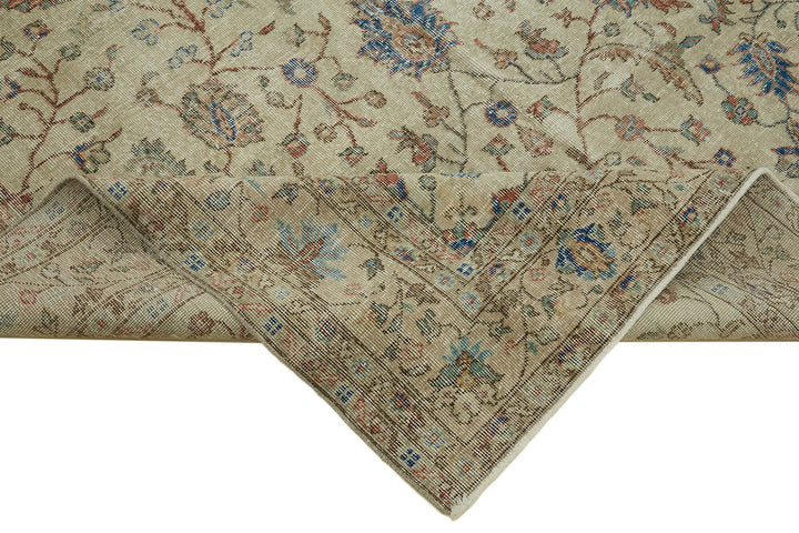 7x11 Beige Turkish Vintage Area Rug - 46317