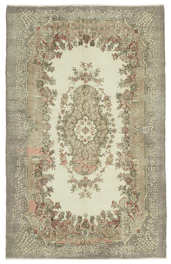 7x11 Beige Turkish Vintage Area Rug - 46319