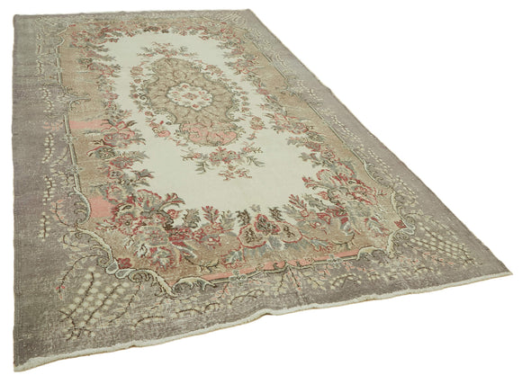 7x11 Beige Turkish Vintage Area Rug - 46319