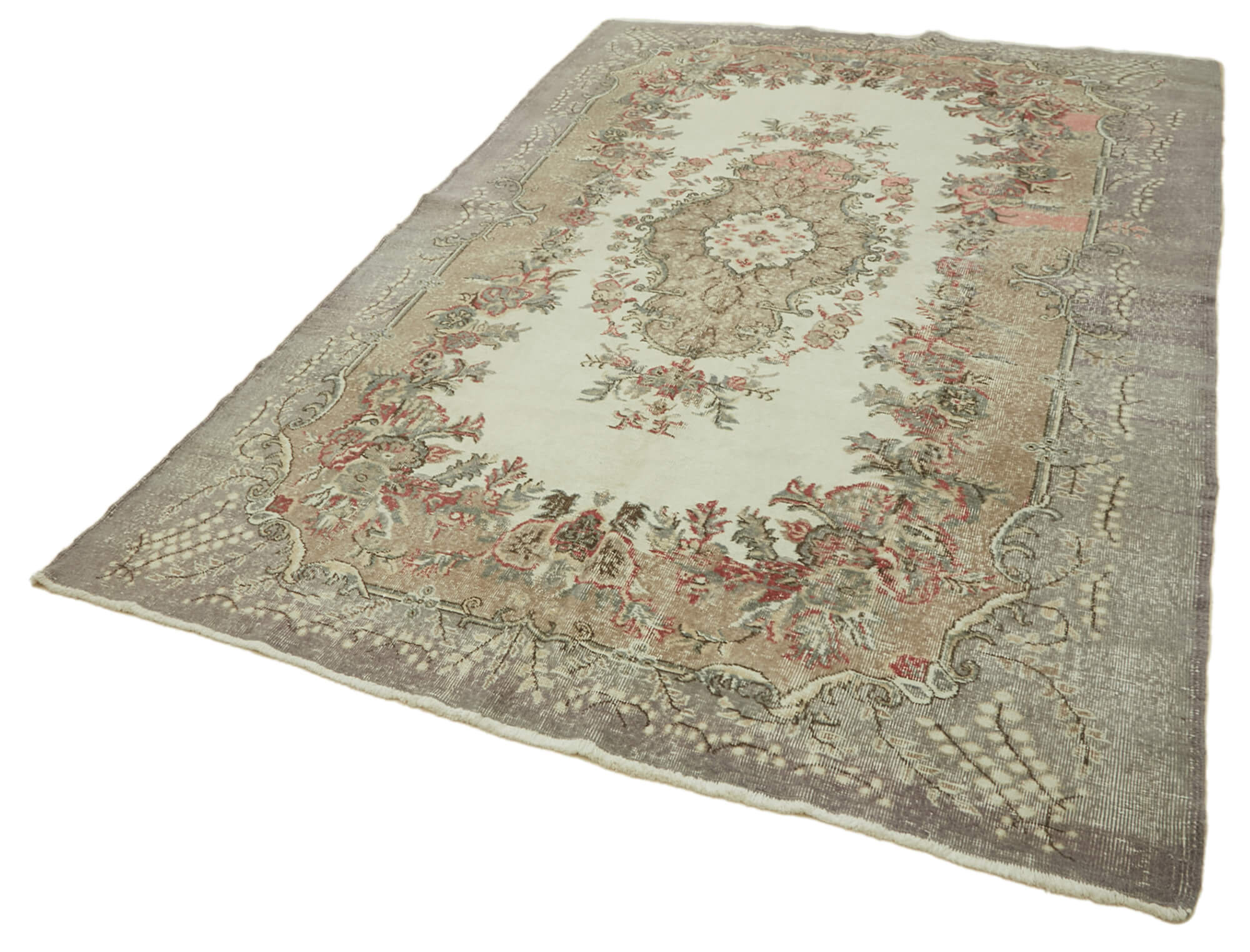 7x11 Beige Turkish Vintage Area Rug - 46319