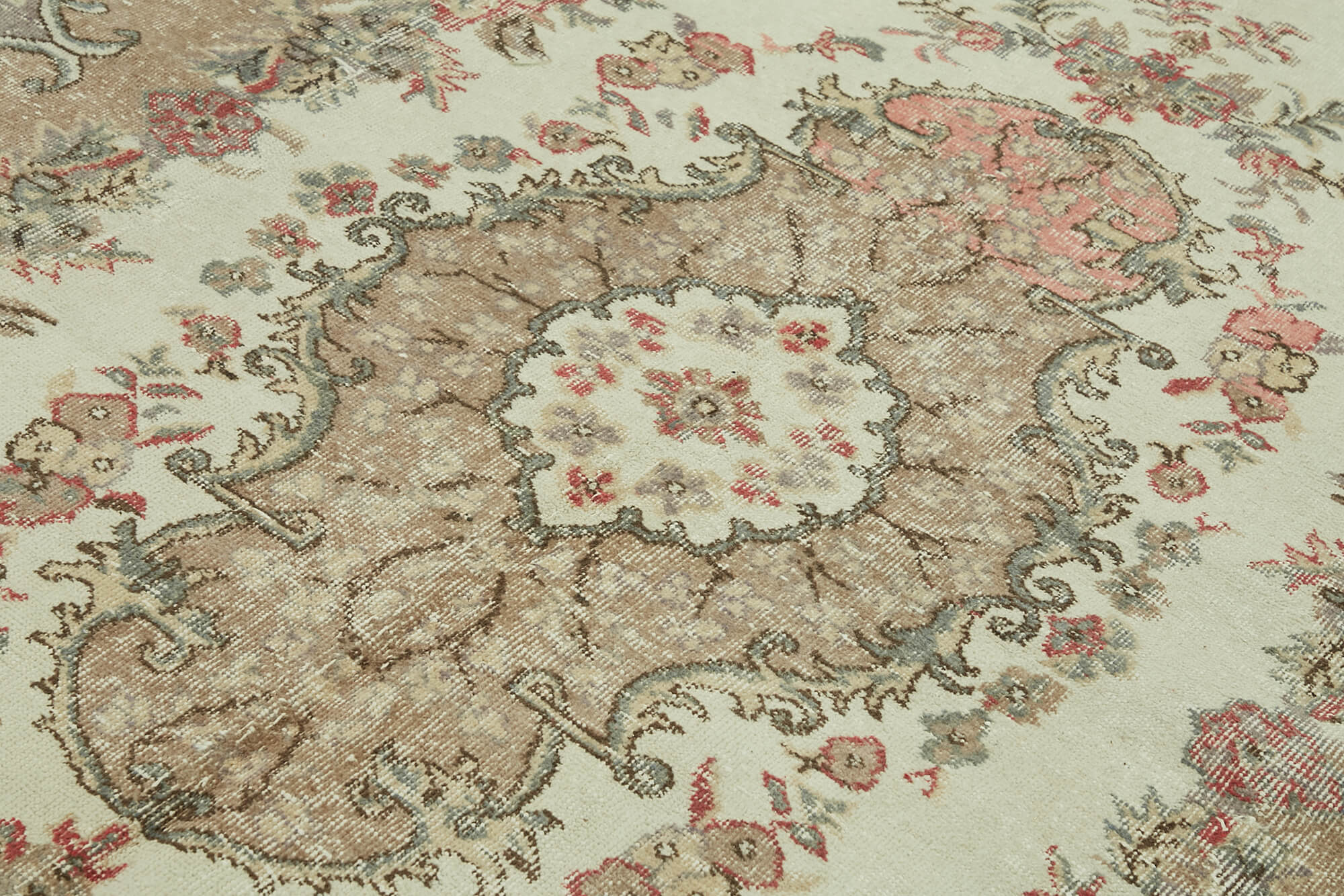 7x11 Beige Turkish Vintage Area Rug - 46319