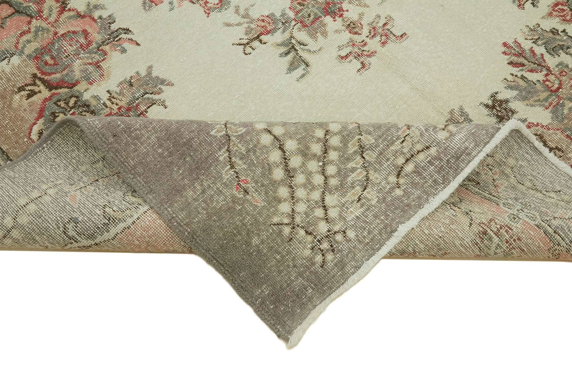 7x11 Beige Turkish Vintage Area Rug - 46319