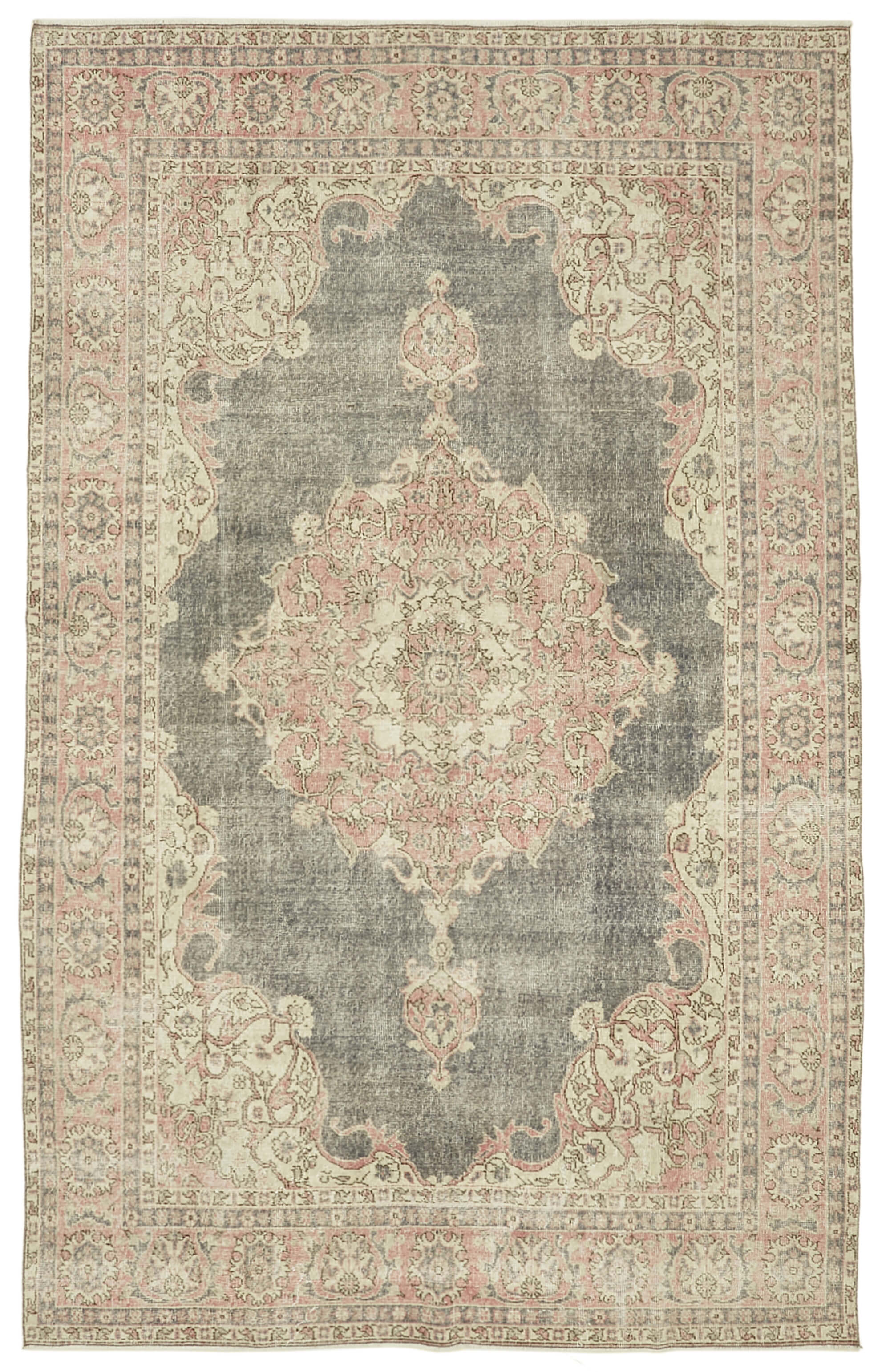 7x11 Beige Turkish Vintage Area Rug - 46321