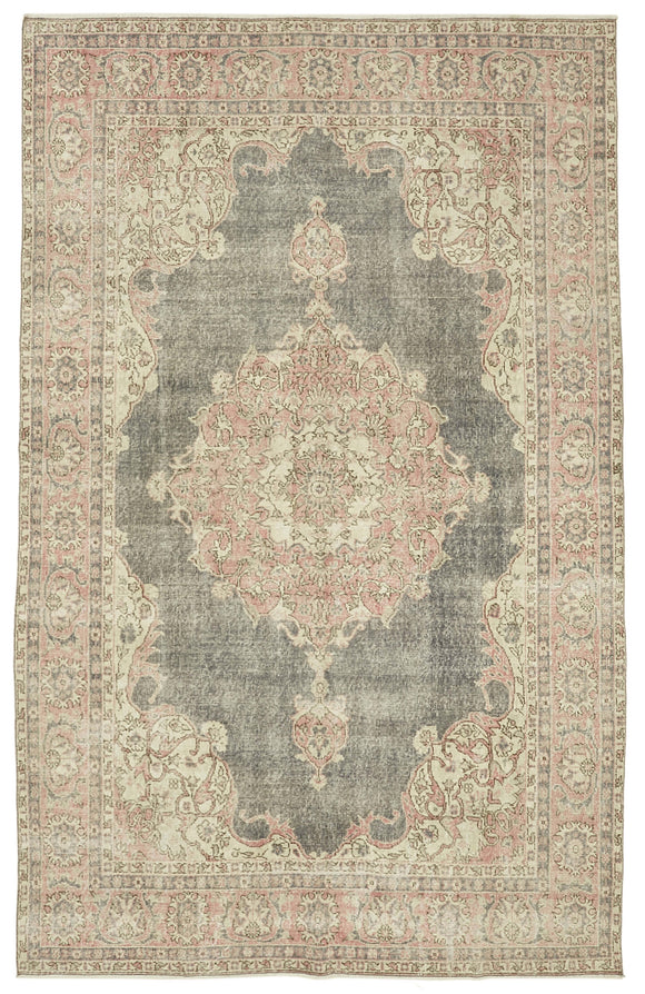 7x11 Beige Turkish Vintage Area Rug - 46321