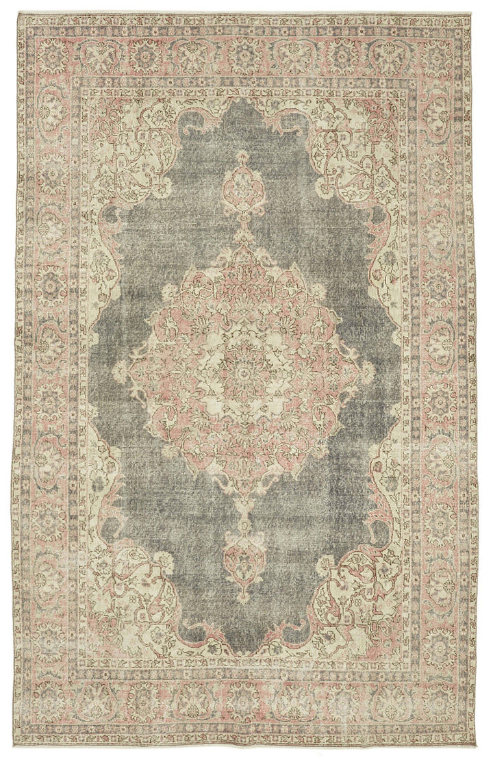 7x11 Beige Turkish Vintage Area Rug - 46321