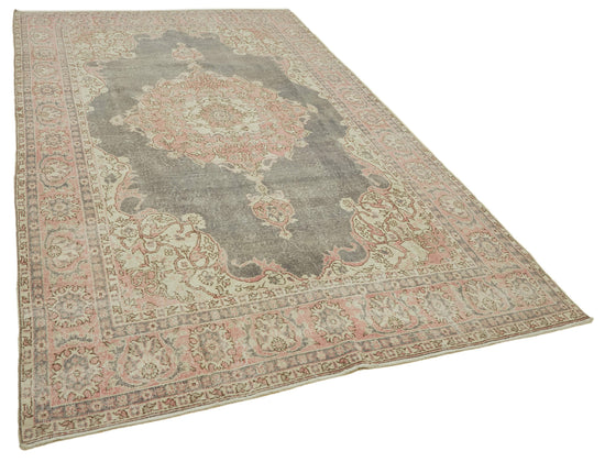 7x11 Beige Turkish Vintage Area Rug - 46321