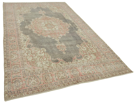 7x11 Beige Turkish Vintage Area Rug - 46321