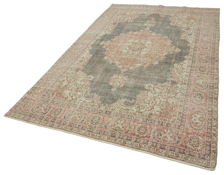 7x11 Beige Turkish Vintage Area Rug - 46321