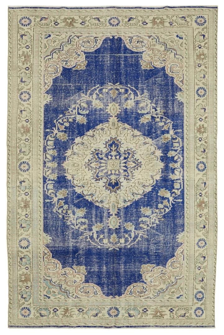 7x11 Beige Turkish Vintage Area Rug - 46322