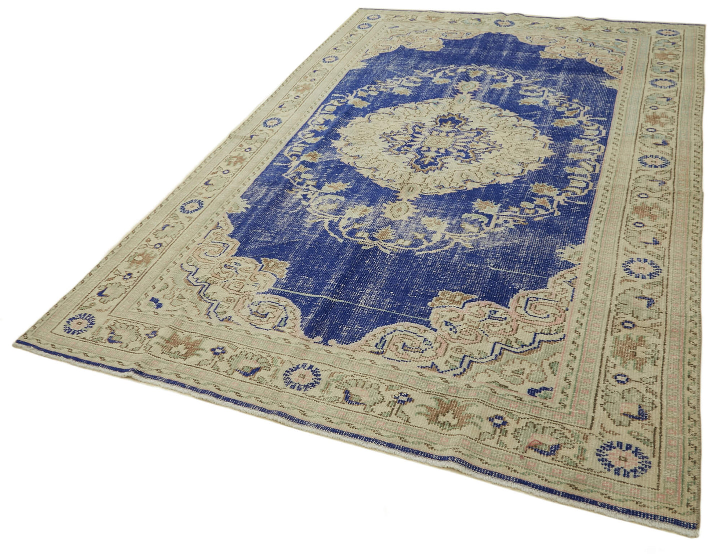 7x11 Beige Turkish Vintage Area Rug - 46322