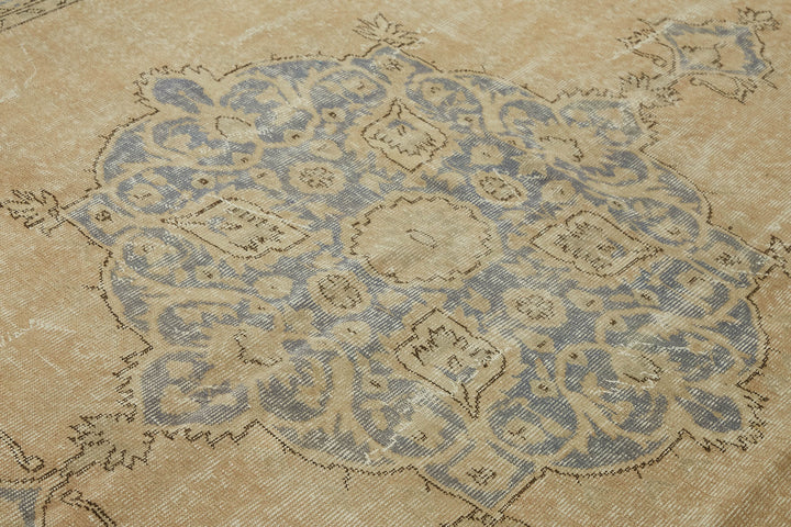 7x10 Beige Turkish Vintage Area Rug - 46326