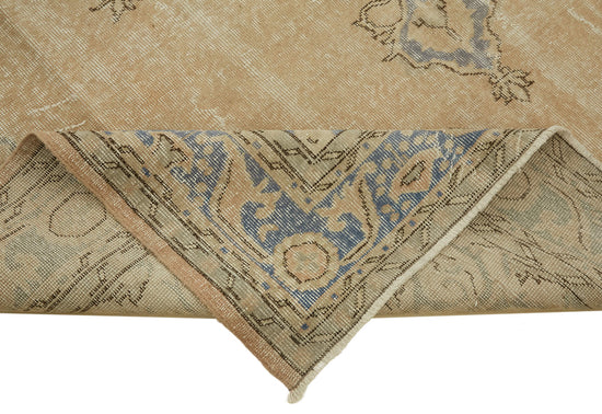7x10 Beige Turkish Vintage Area Rug - 46326
