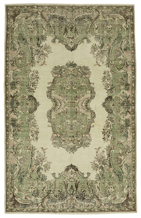 6x10 Beige Turkish Vintage Area Rug - 46329