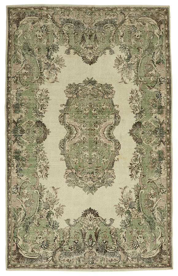 6x10 Beige Turkish Vintage Area Rug - 46329