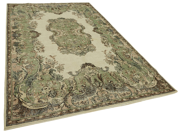 6x10 Beige Turkish Vintage Area Rug - 46329
