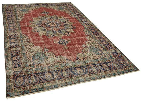 7x10 Beige Turkish Vintage Area Rug - 46330