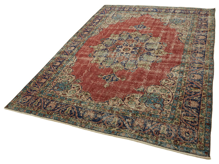7x10 Beige Turkish Vintage Area Rug - 46330