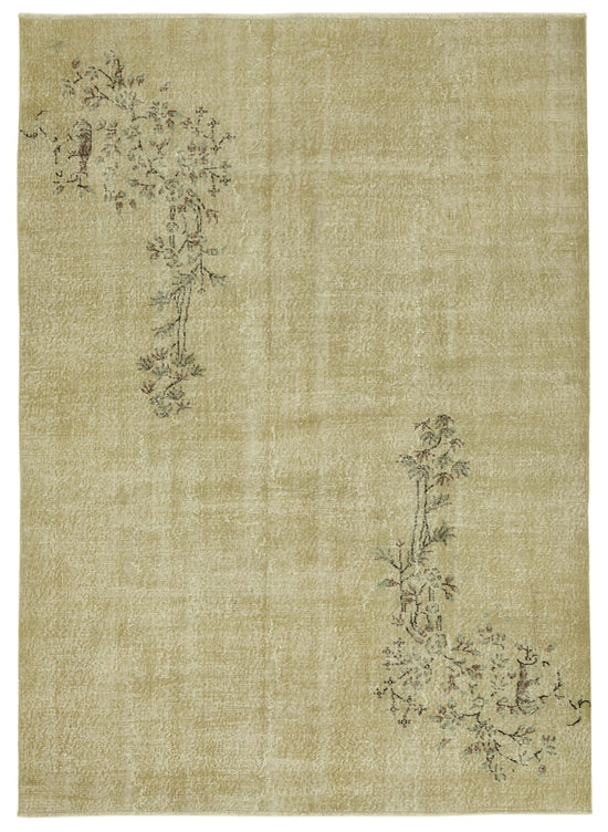 7x10 Beige Turkish Vintage Area Rug - 46331
