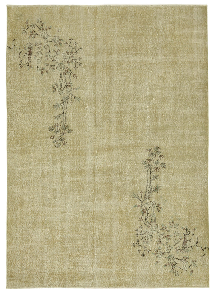 7x10 Beige Turkish Vintage Area Rug - 46331