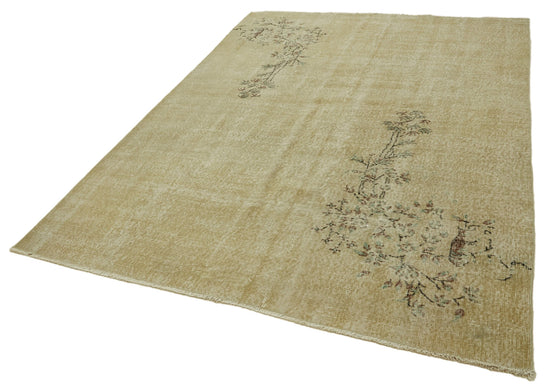 7x10 Beige Turkish Vintage Area Rug - 46331