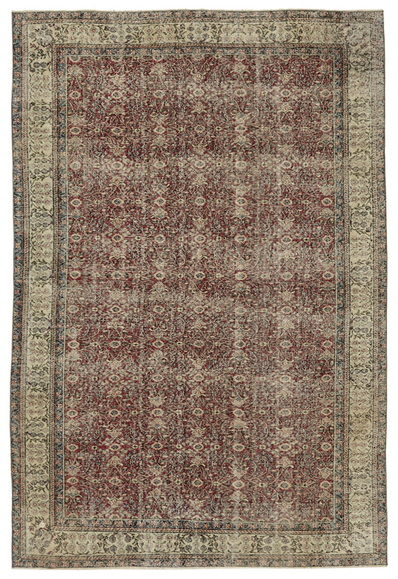 7x10 Beige Turkish Vintage Area Rug - 46332