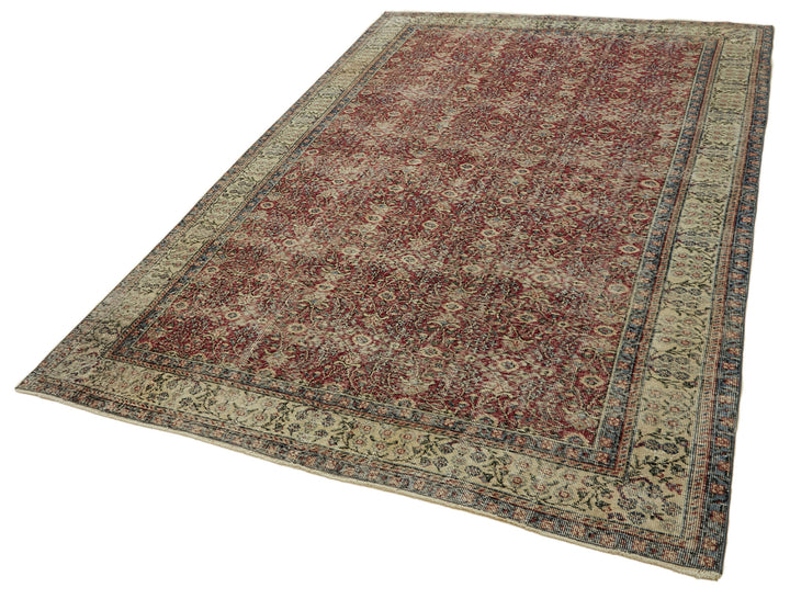 7x10 Beige Turkish Vintage Area Rug - 46332