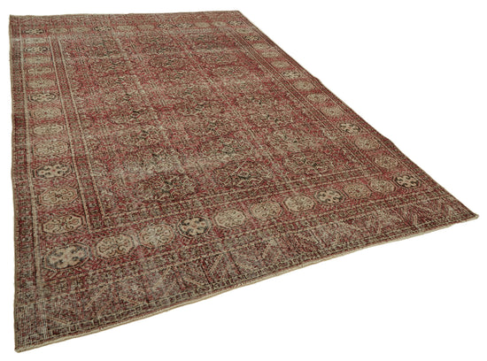 7x10 Beige Turkish Vintage Area Rug - 46334