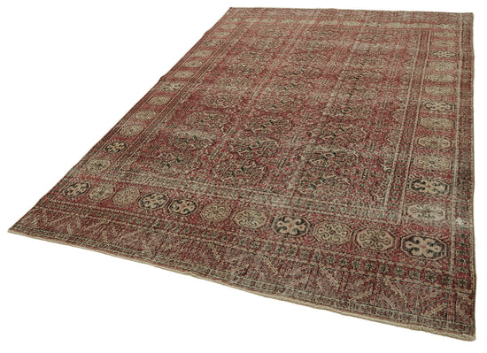 7x10 Beige Turkish Vintage Area Rug - 46334
