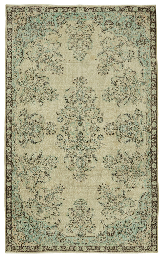6x10 Beige Turkish Vintage Area Rug - 46336