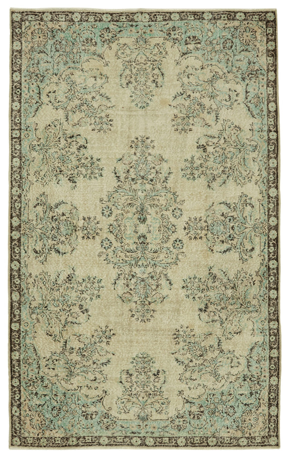 6x10 Beige Turkish Vintage Area Rug - 46336