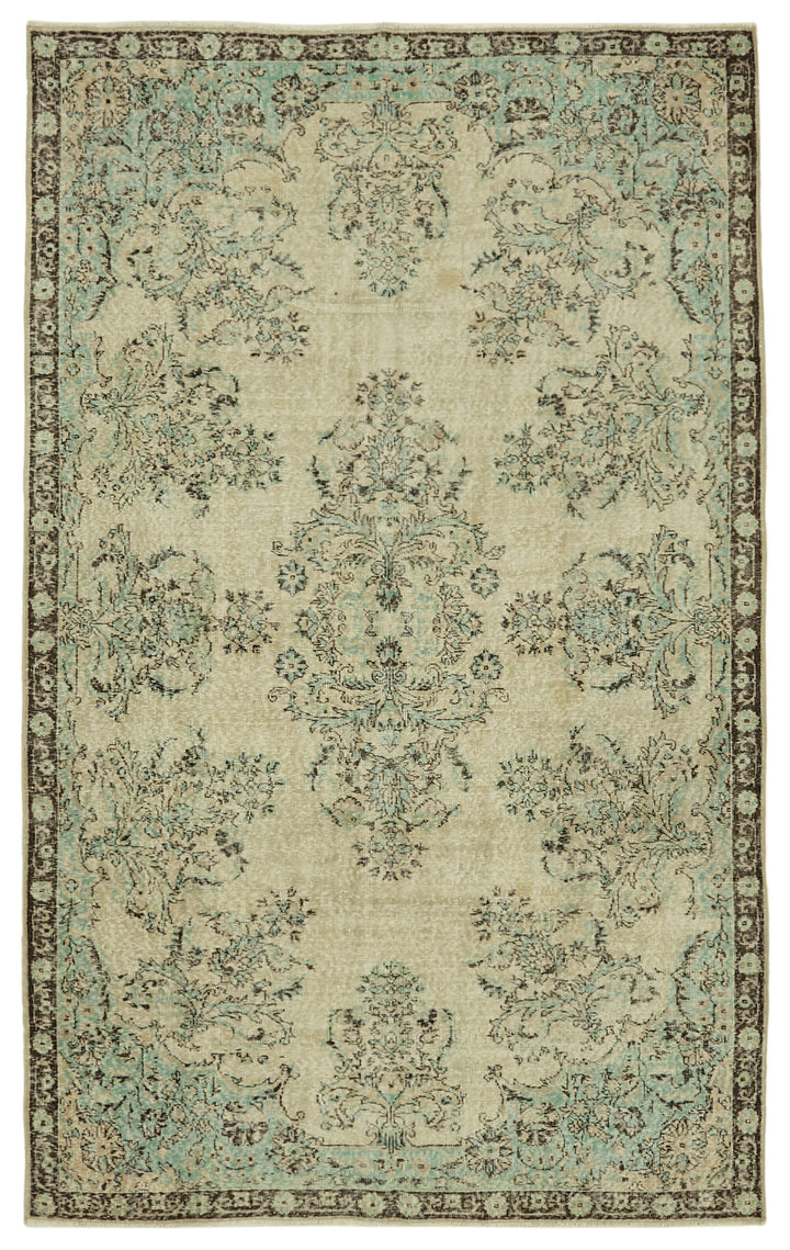 6x10 Beige Turkish Vintage Area Rug - 46336