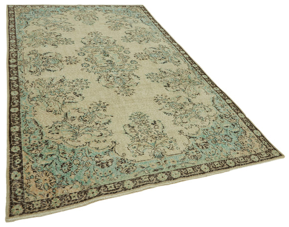 6x10 Beige Turkish Vintage Area Rug - 46336