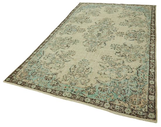 6x10 Beige Turkish Vintage Area Rug - 46336