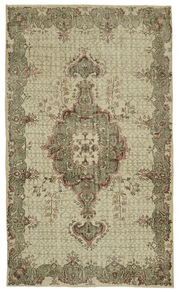 6x10 Beige Turkish Vintage Area Rug - 46337