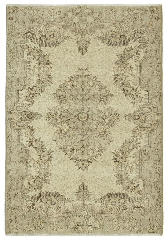 7x10 Beige Turkish Vintage Area Rug - 46340