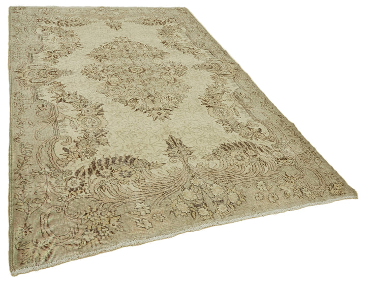 7x10 Beige Turkish Vintage Area Rug - 46340