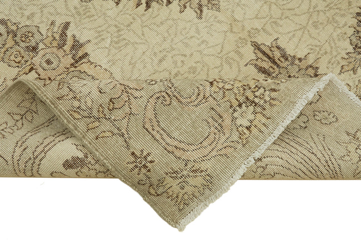 7x10 Beige Turkish Vintage Area Rug - 46340