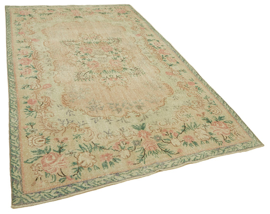 6x10 Beige Turkish Vintage Area Rug - 46341