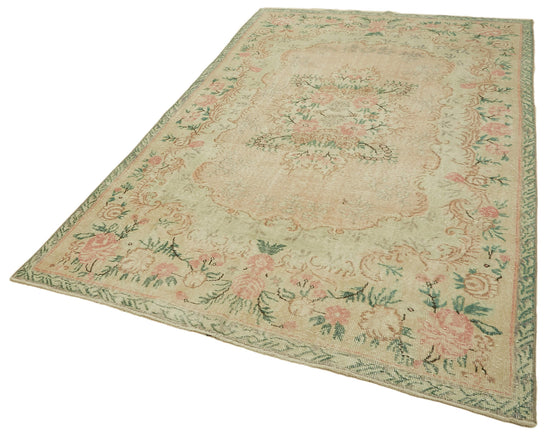 6x10 Beige Turkish Vintage Area Rug - 46341