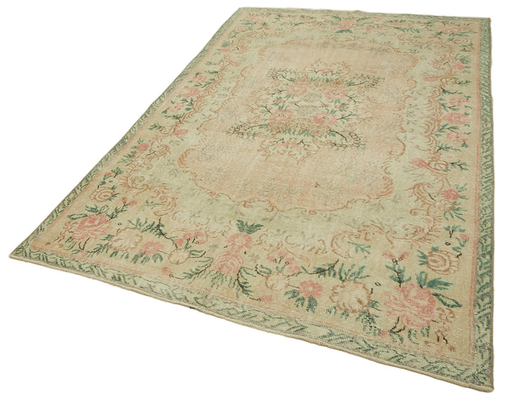 6x10 Beige Turkish Vintage Area Rug - 46341