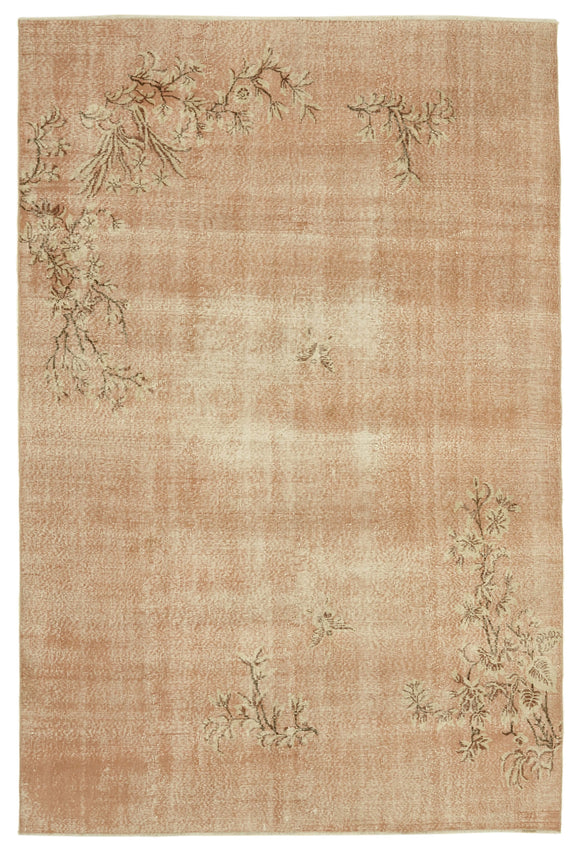 7x10 Beige Turkish Vintage Area Rug - 46342