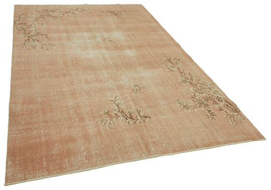 7x10 Beige Turkish Vintage Area Rug - 46342