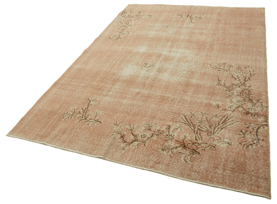 7x10 Beige Turkish Vintage Area Rug - 46342