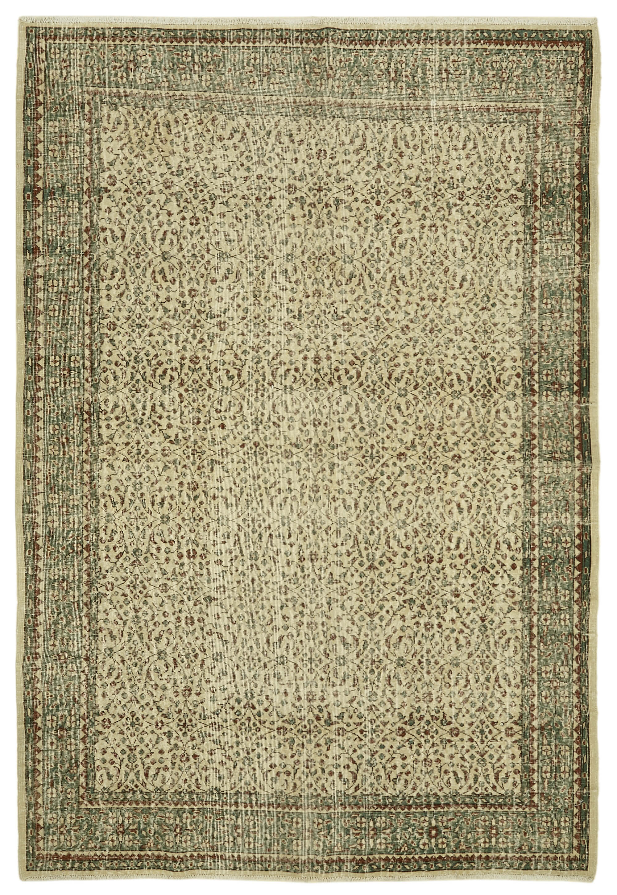 7x10 Beige Turkish Vintage Area Rug - 46343