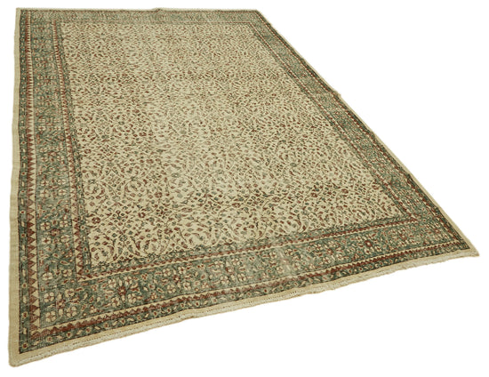 7x10 Beige Turkish Vintage Area Rug - 46343