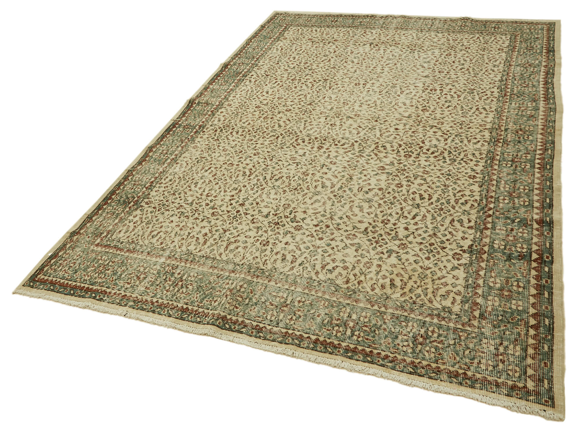 7x10 Beige Turkish Vintage Area Rug - 46343