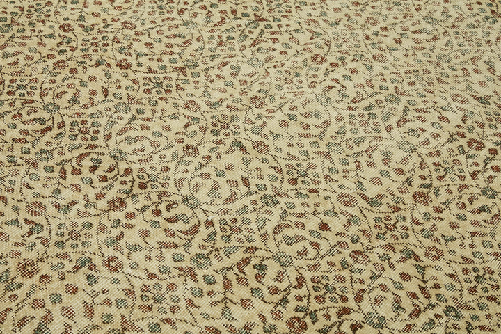 7x10 Beige Turkish Vintage Area Rug - 46343