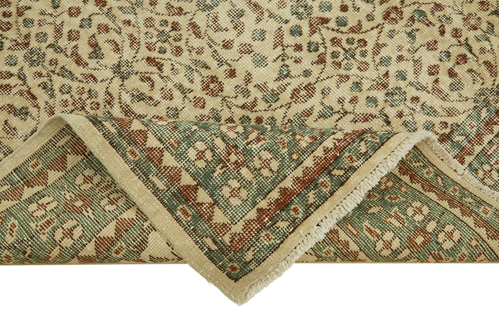 7x10 Beige Turkish Vintage Area Rug - 46343